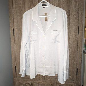 NEW J. Crew Easy-luxe eco long-sleeve pajama Button Up PJ Top Shirt Pale Sky NWT